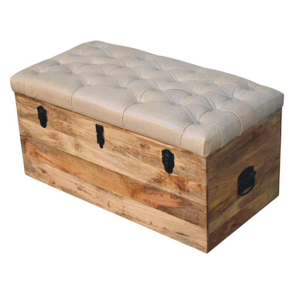 Artisan - Beige Buffalo Hide Leather Storage Trunk