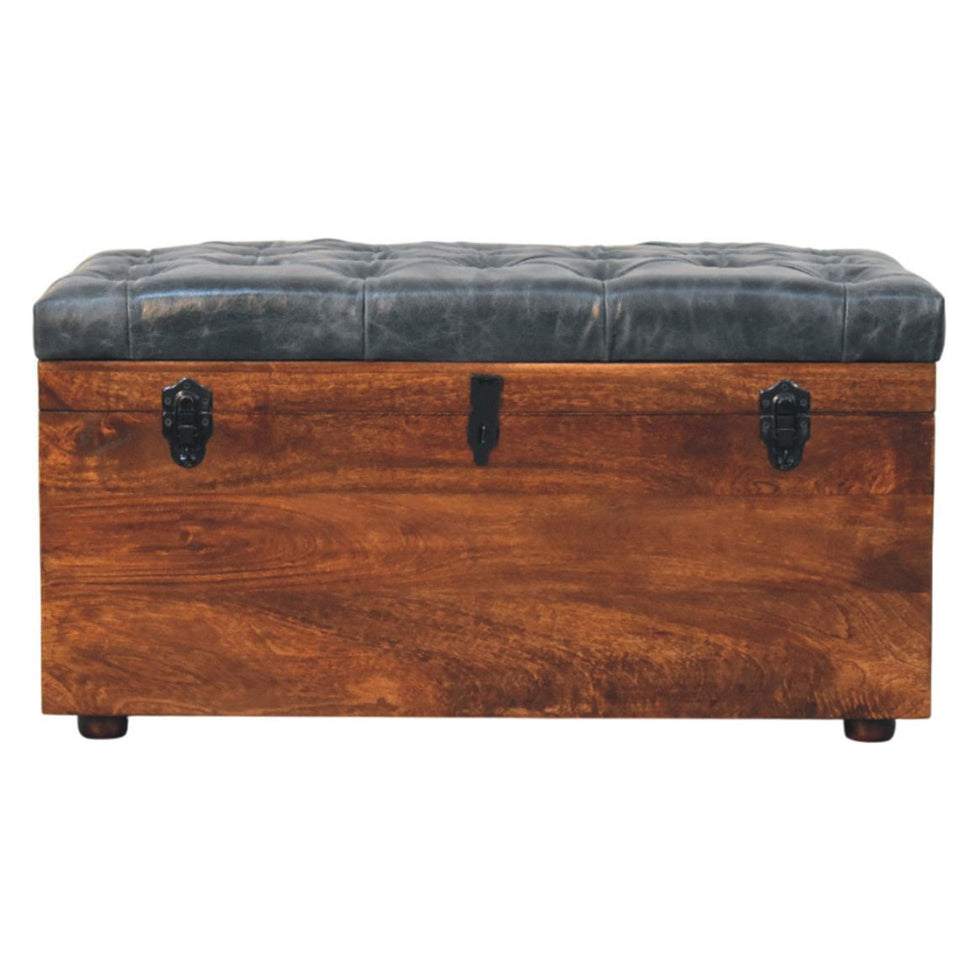 Artisan - Black Buffalo Hide Leather Storage Trunk