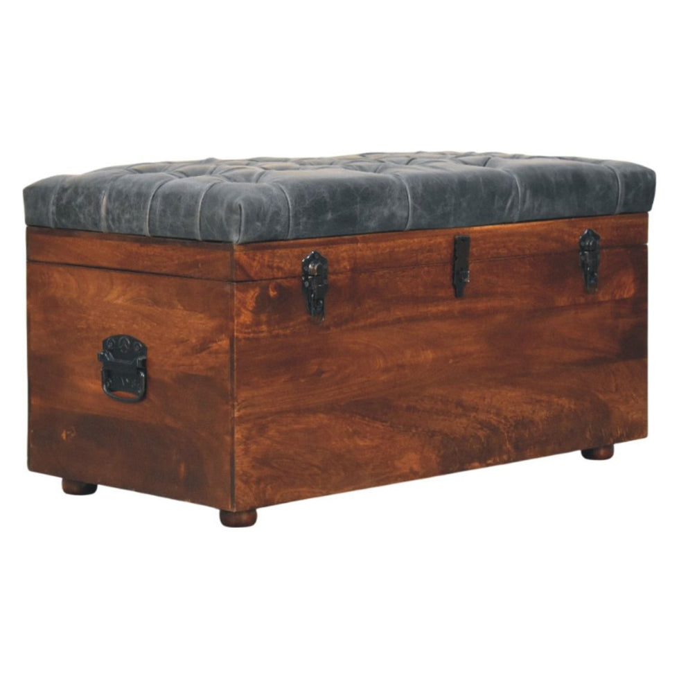 Artisan - Black Buffalo Hide Leather Storage Trunk