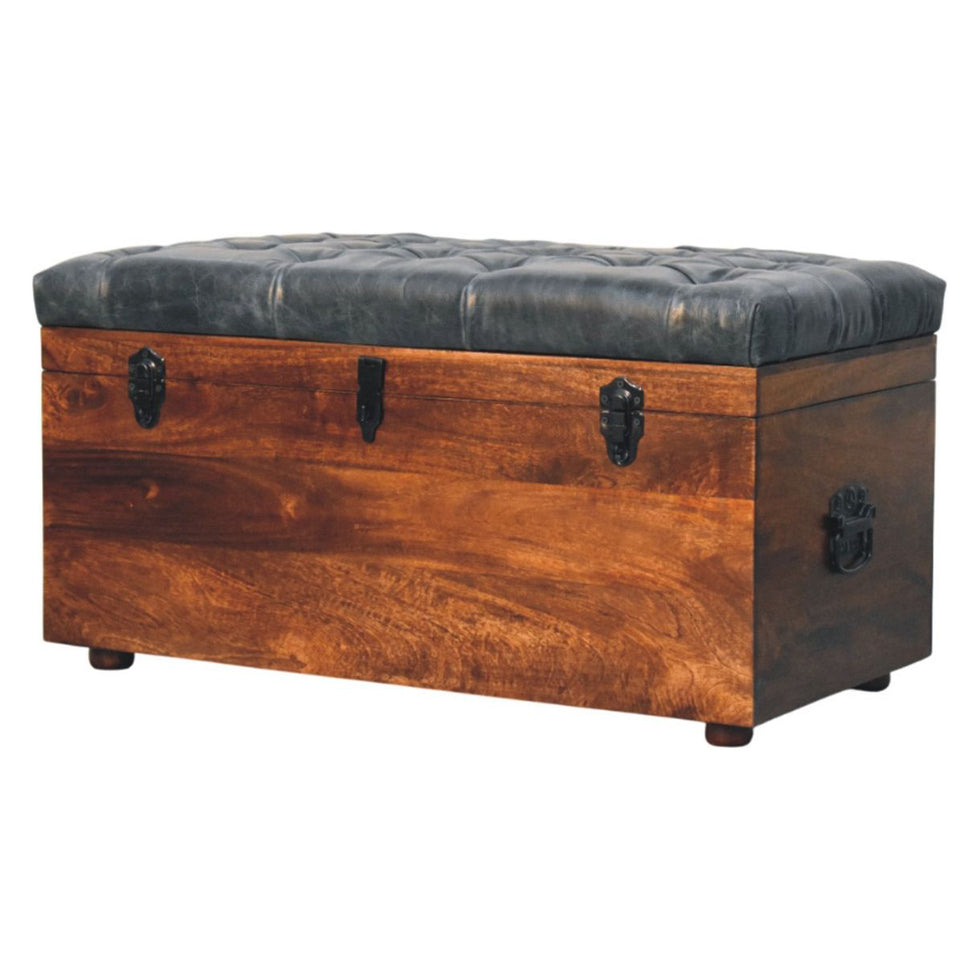 Artisan - Black Buffalo Hide Leather Storage Trunk