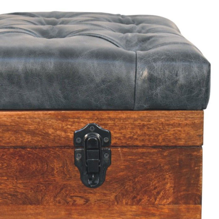 Artisan - Black Buffalo Hide Leather Storage Trunk