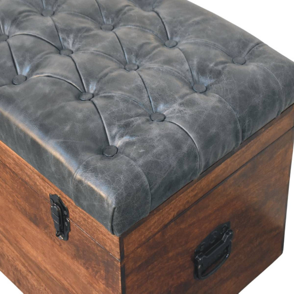 Artisan - Black Buffalo Hide Leather Storage Trunk