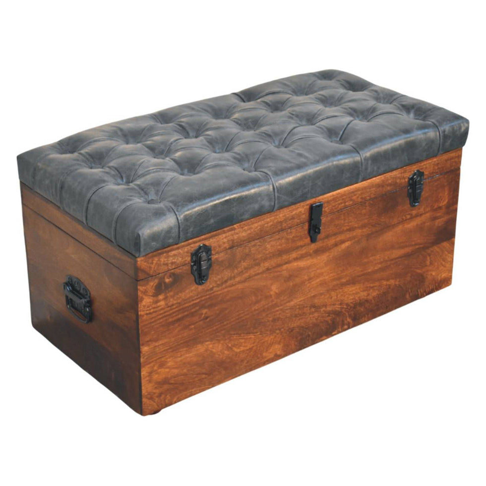 Artisan - Black Buffalo Hide Leather Storage Trunk