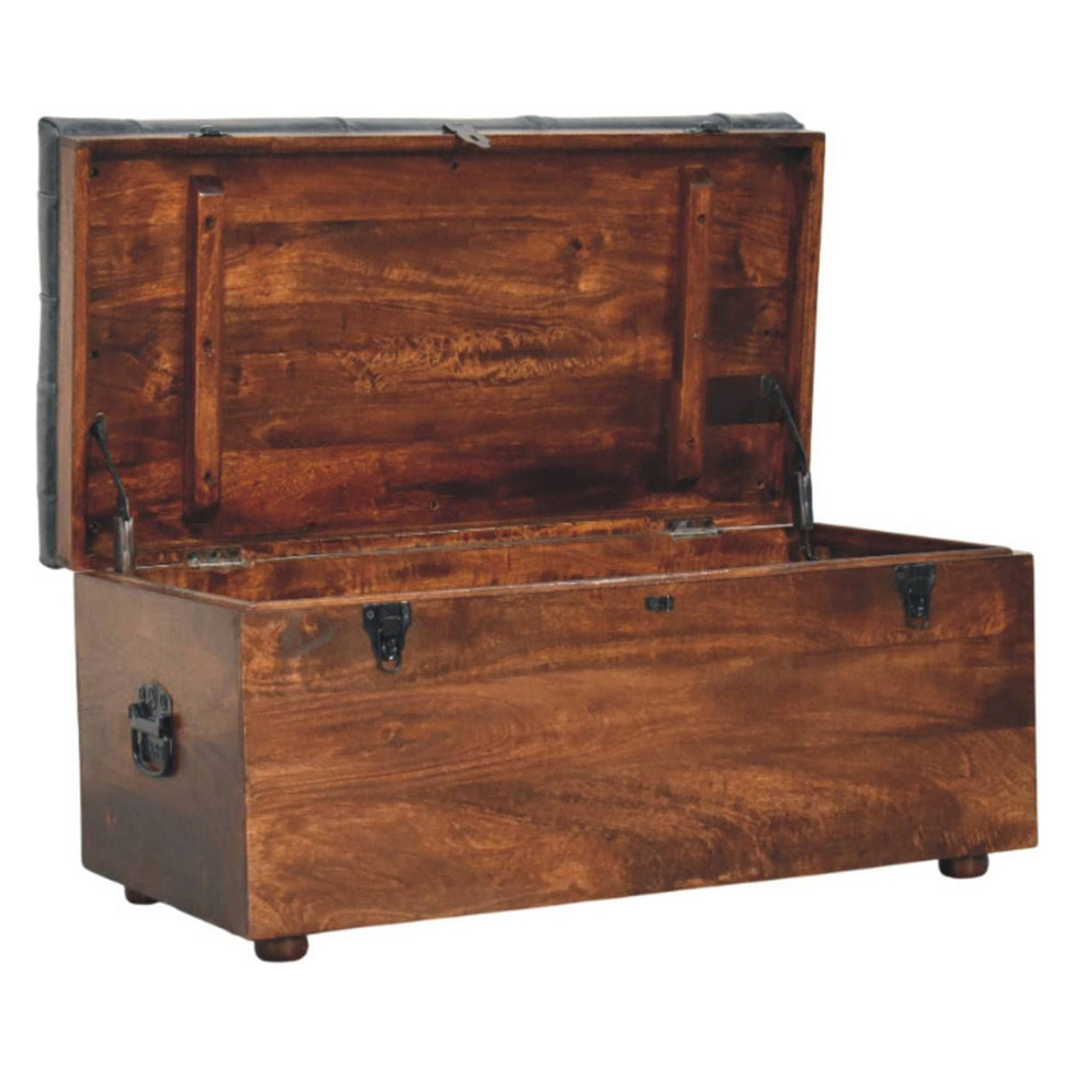 Artisan - Black Buffalo Hide Leather Storage Trunk