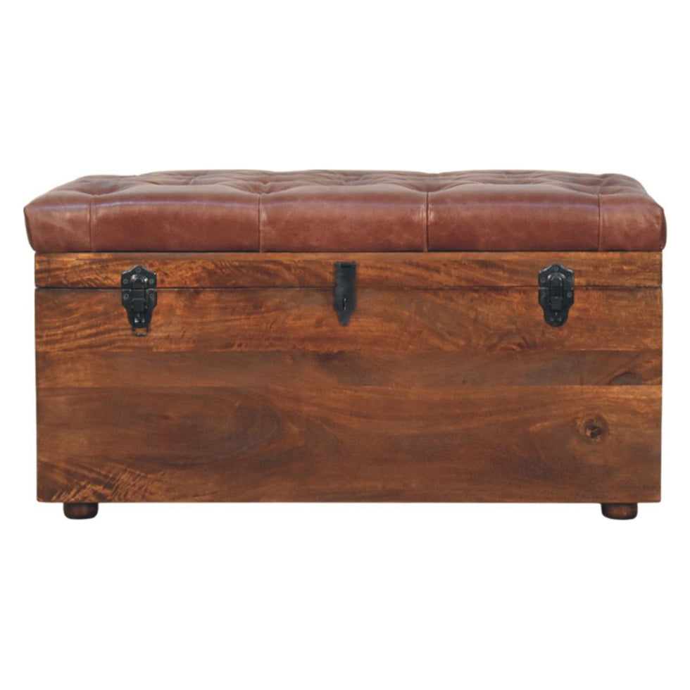 Artisan - Brown Buffalo Hide Leather Storage Trunk