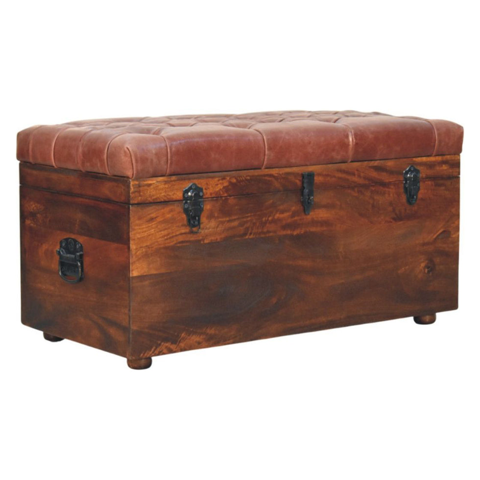 Artisan - Brown Buffalo Hide Leather Storage Trunk