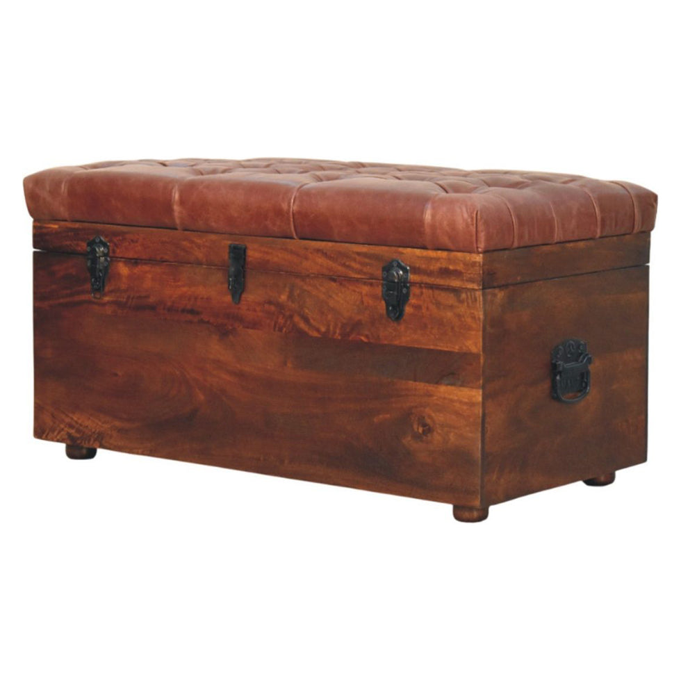 Artisan - Brown Buffalo Hide Leather Storage Trunk