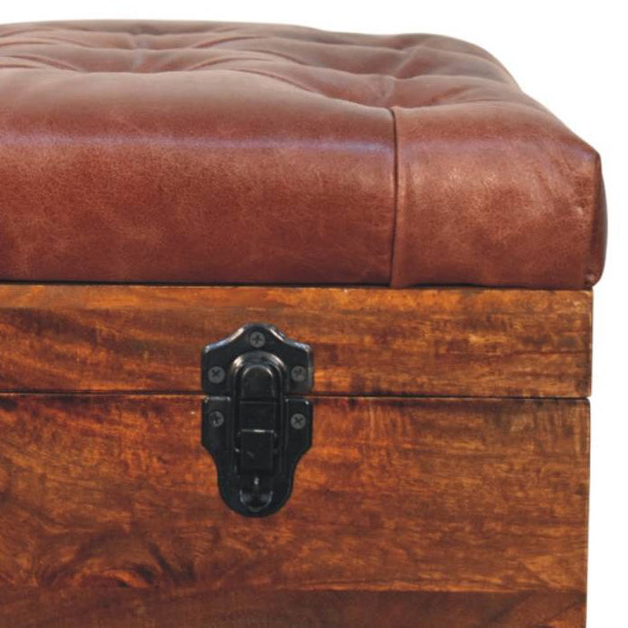 Artisan - Brown Buffalo Hide Leather Storage Trunk