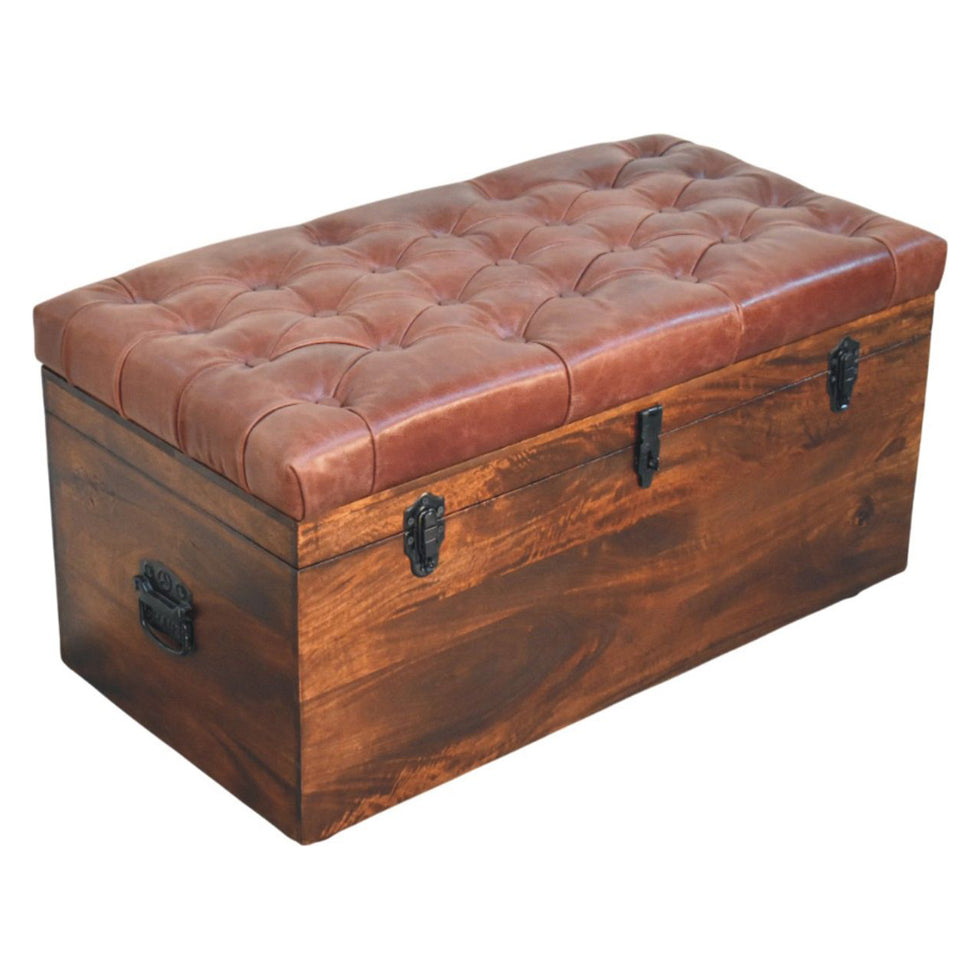 Artisan - Brown Buffalo Hide Leather Storage Trunk