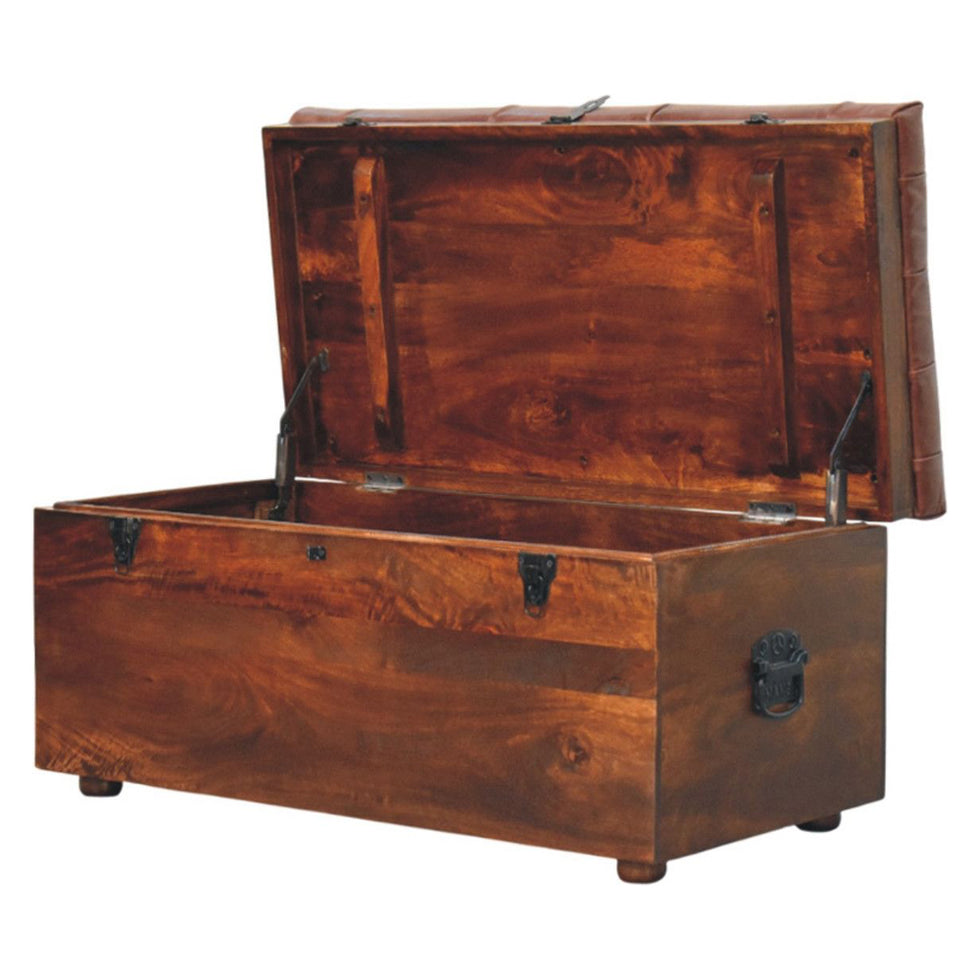 Artisan - Brown Buffalo Hide Leather Storage Trunk