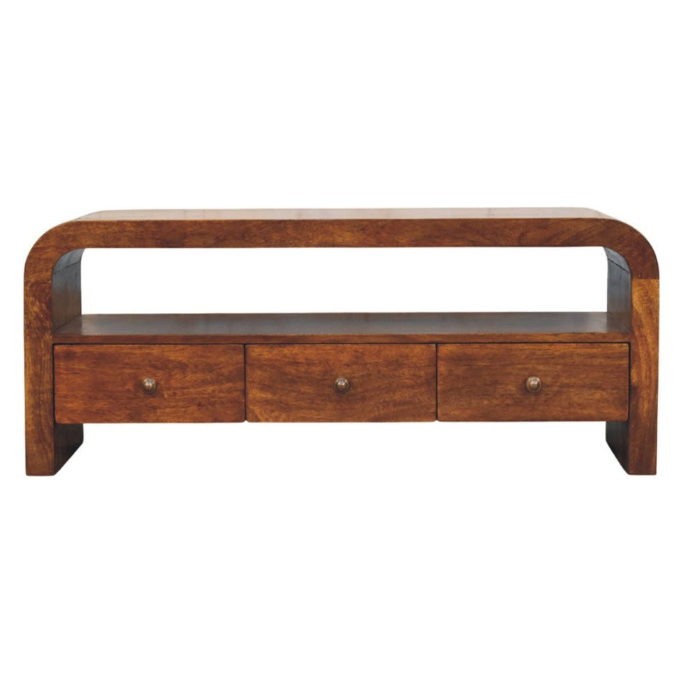 Artisan - Darcy 3 Drawer Open Shelf Chestnut Media Unit
