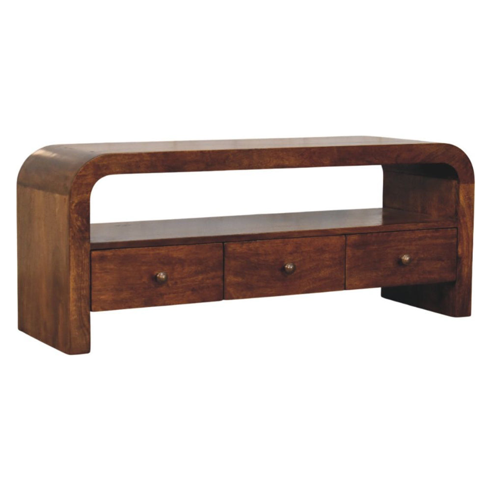 Artisan - Darcy 3 Drawer Open Shelf Chestnut Media Unit