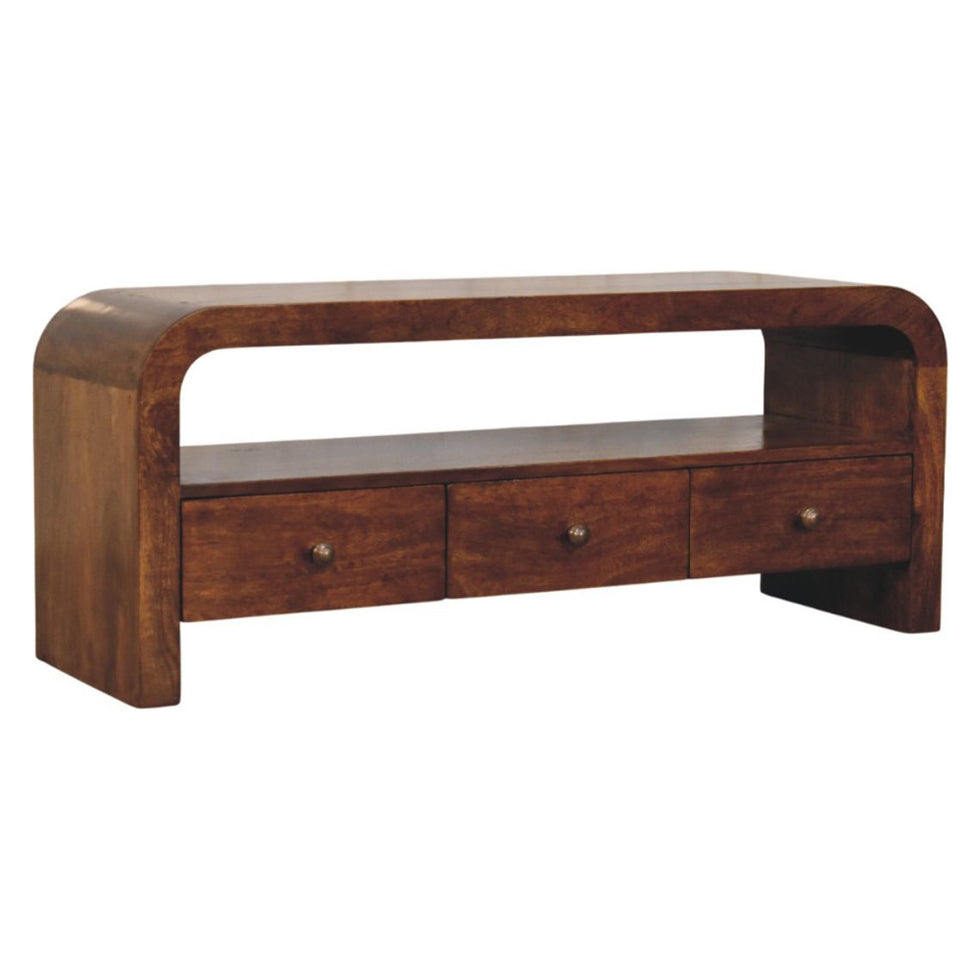 Artisan - Darcy 3 Drawer Open Shelf Chestnut Media Unit