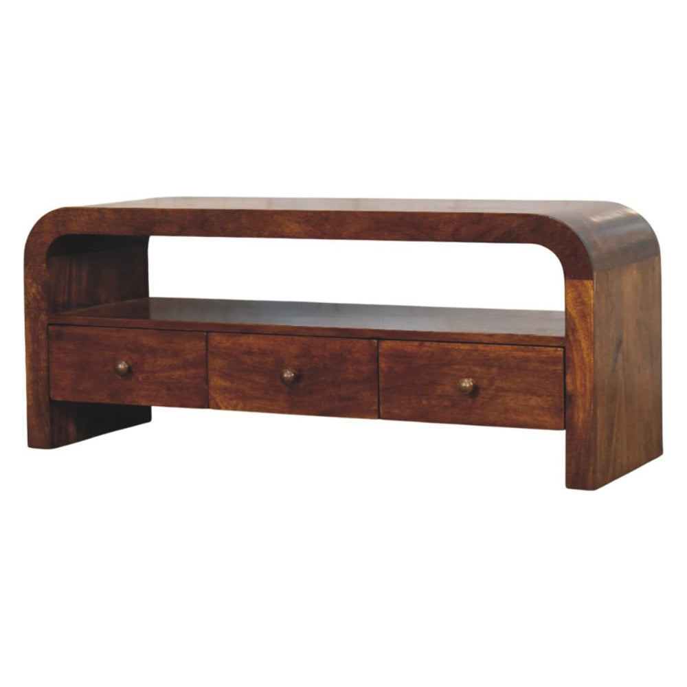 Artisan - Darcy 3 Drawer Open Shelf Chestnut Media Unit