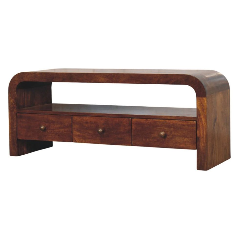 Artisan - Darcy 3 Drawer Open Shelf Chestnut Media Unit