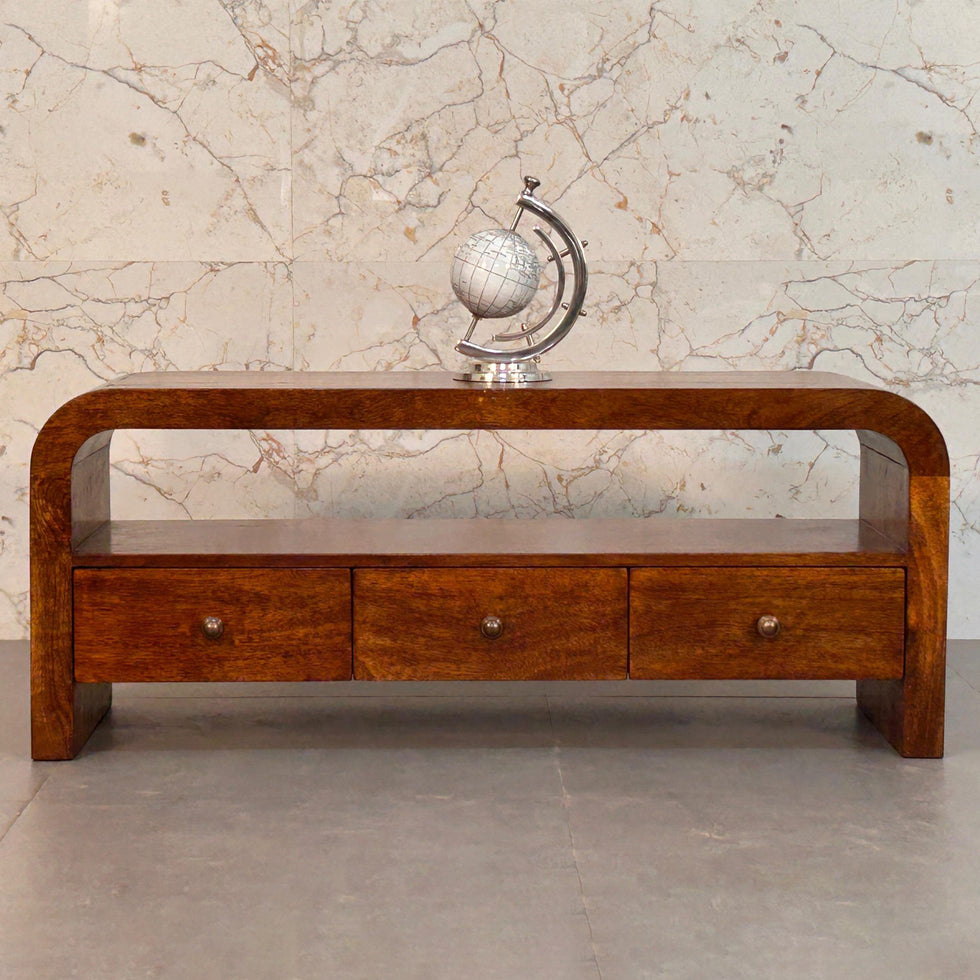 Artisan - Darcy 3 Drawer Open Shelf Chestnut Media Unit