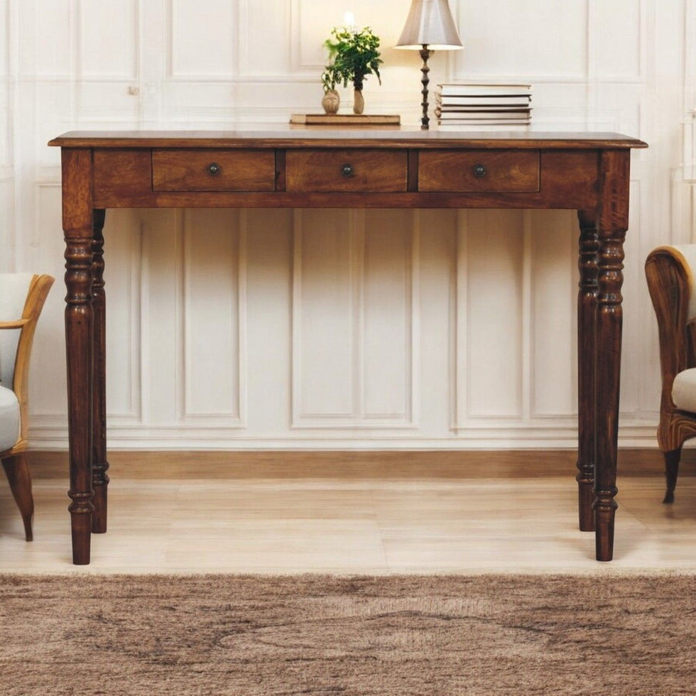 Artisan - Turned Legs 3 Drawer Chestnut Console