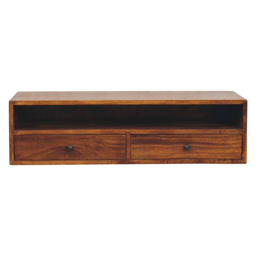 Artisan - Lunar 2 Drawer Chestnut Wall Mounted Media Unit