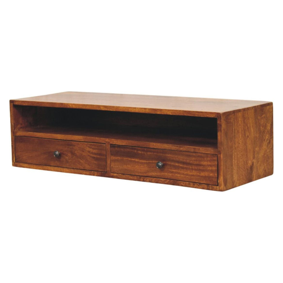 Artisan - Lunar 2 Drawer Chestnut Wall Mounted Media Unit