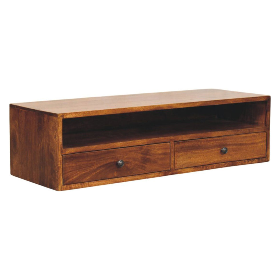 Artisan - Lunar 2 Drawer Chestnut Wall Mounted Media Unit
