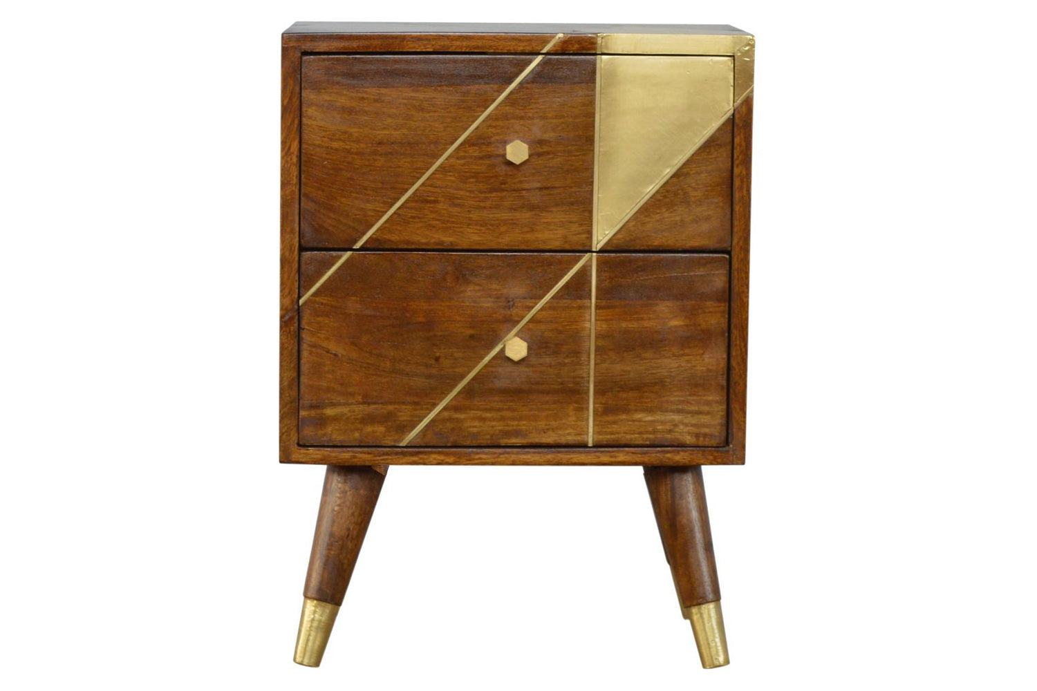 Artisan - Gold Geometric Bedside in Chestnut