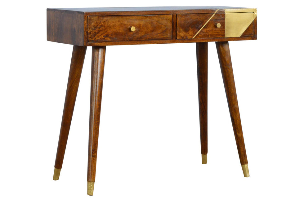 Artisan - Gold Geometric Console Table in Chestnut
