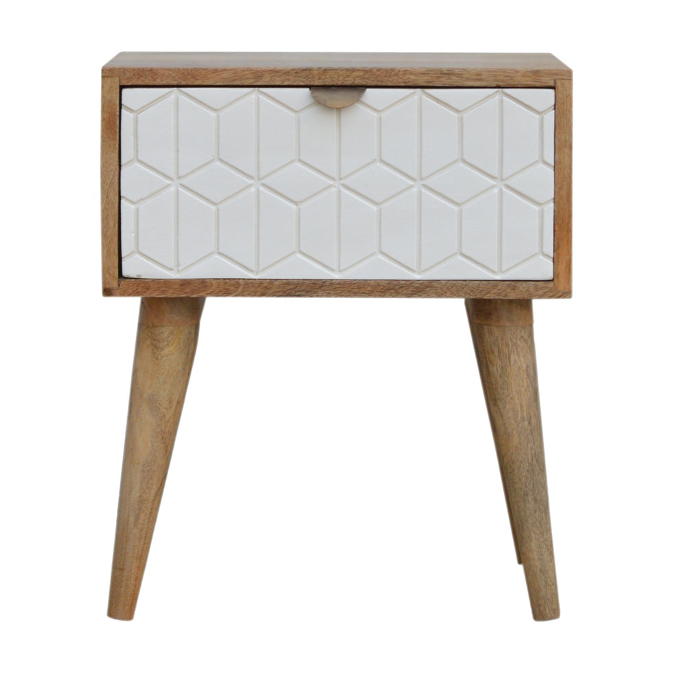 Artisan - Sleek Carved Nightstand in White
