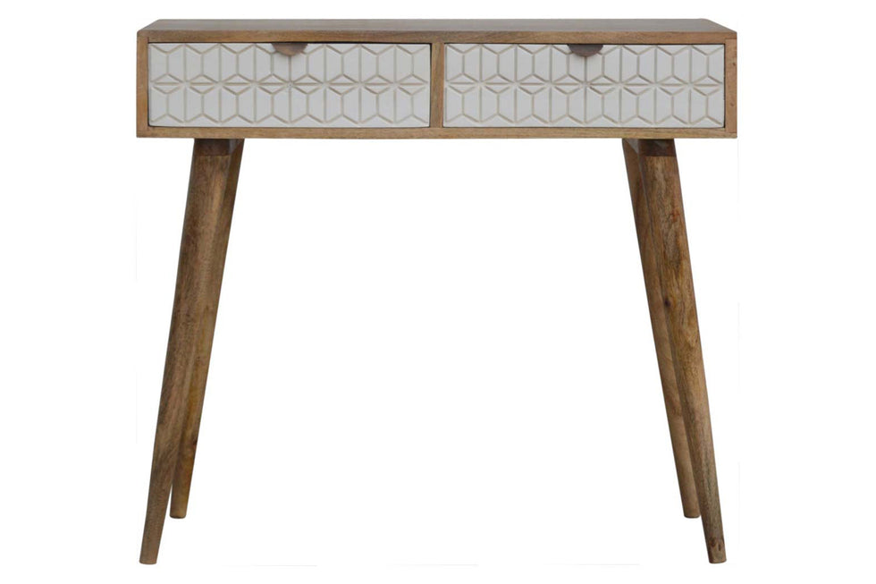 Artisan - Carved Console Table in Sleek White