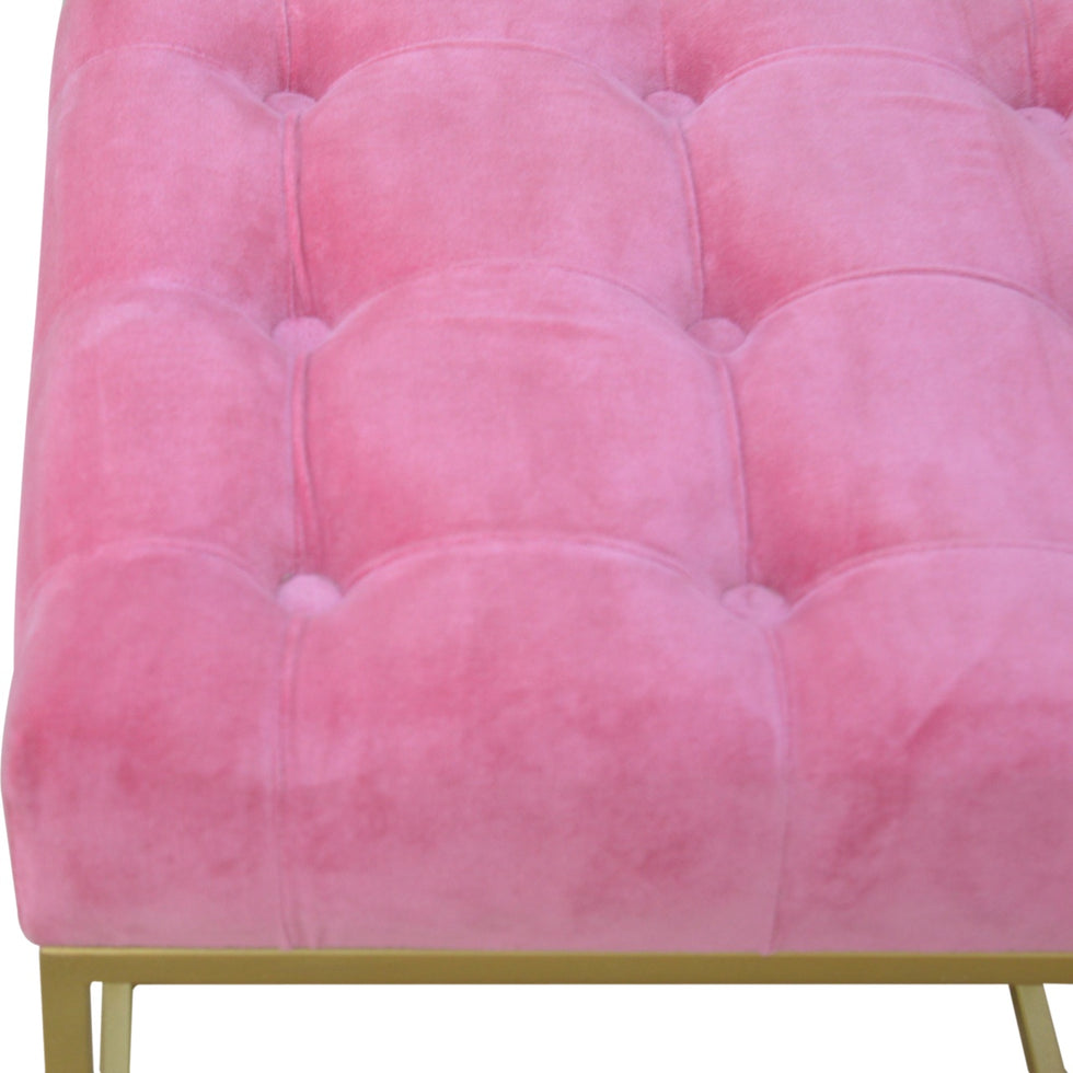 Artisan - Gold Base Footstool in Pink, Velvet