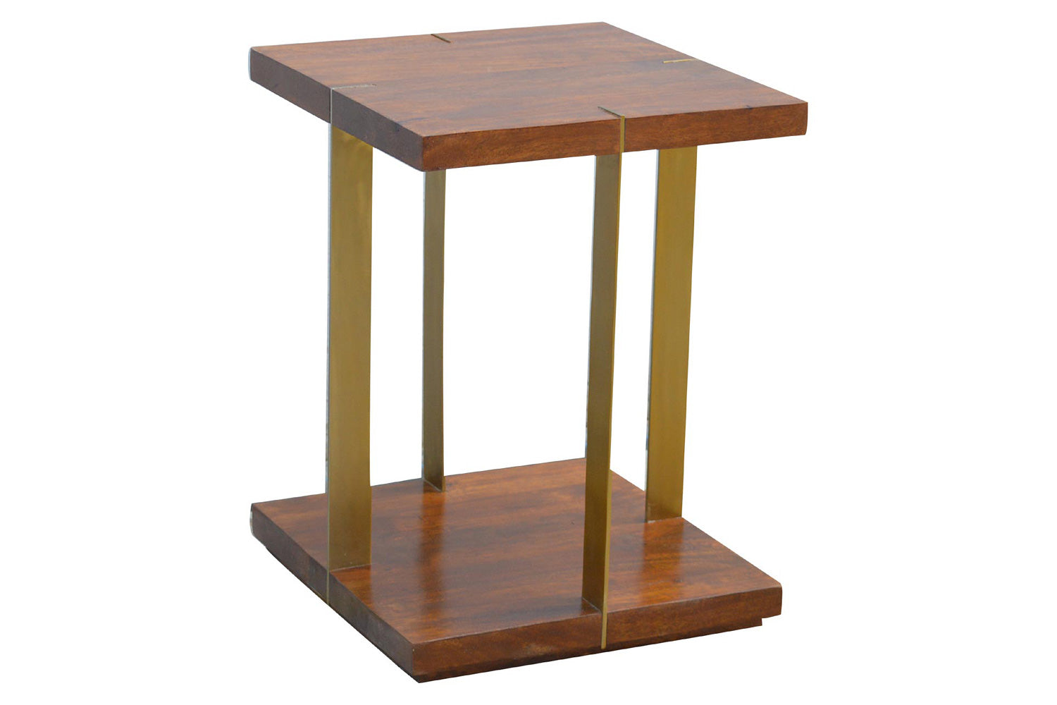 Artisan - Open End Table with 4 Gold Panels in Chestnut