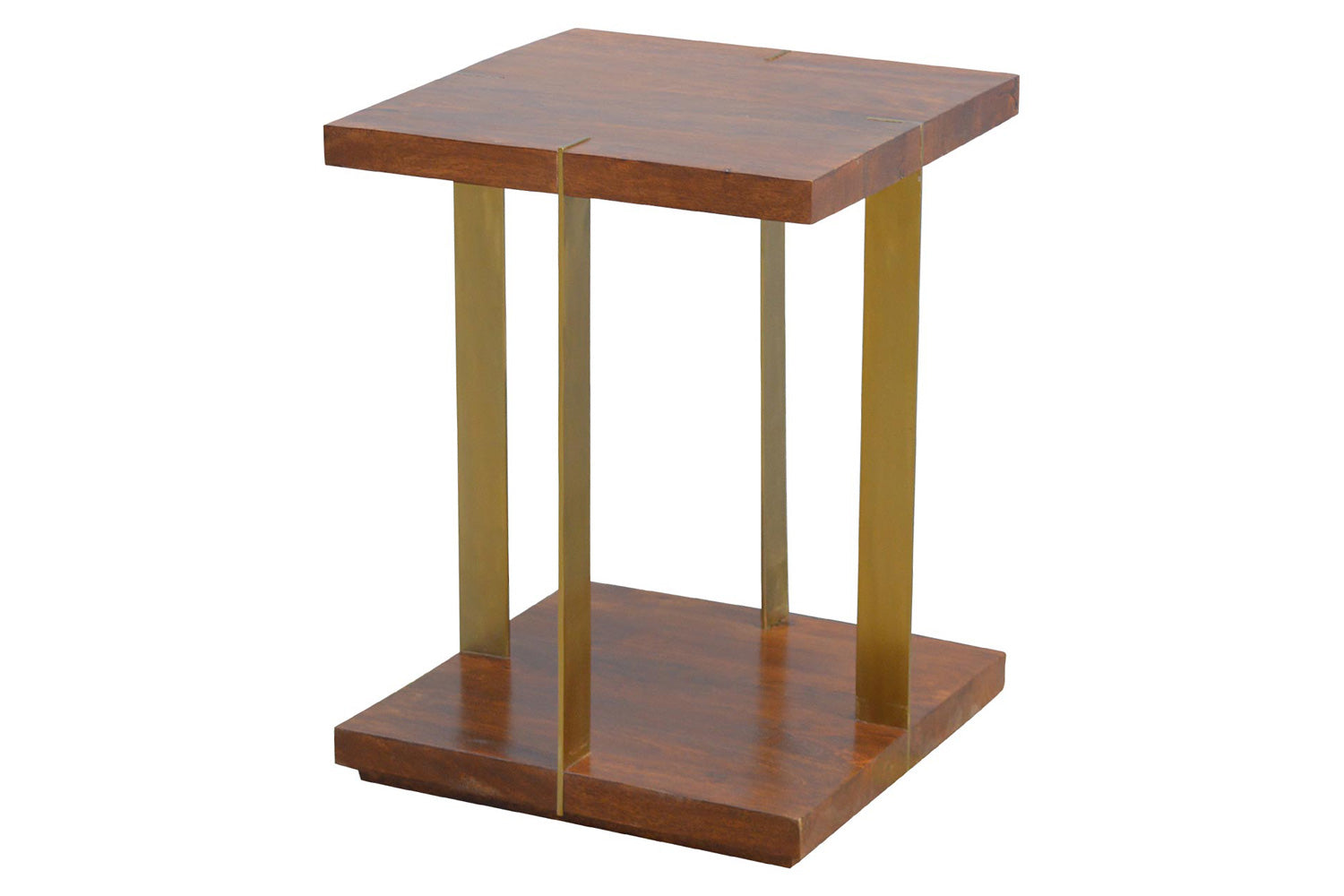 Artisan - Open End Table with 4 Gold Panels in Chestnut