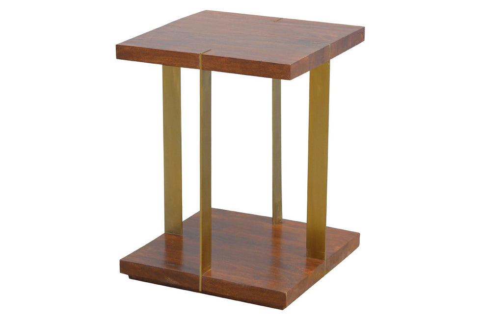 Artisan - Open End Table with 4 Gold Panels in Chestnut