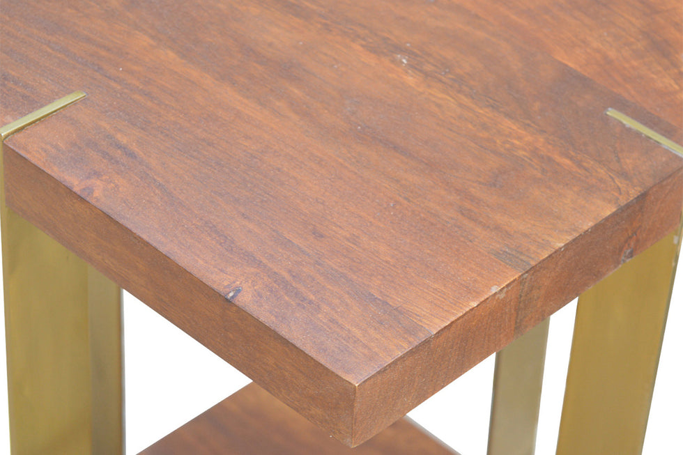 Artisan - Open End Table with 4 Gold Panels in Chestnut