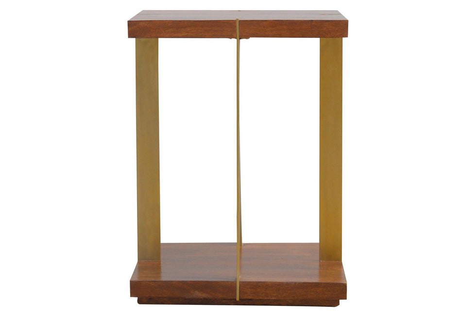 Artisan - Open End Table with 4 Gold Panels in Chestnut