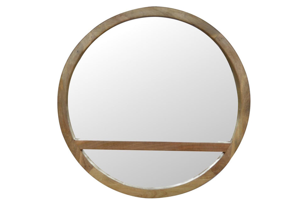 Artisan - Wooden Round Mirror with 1 Shelf