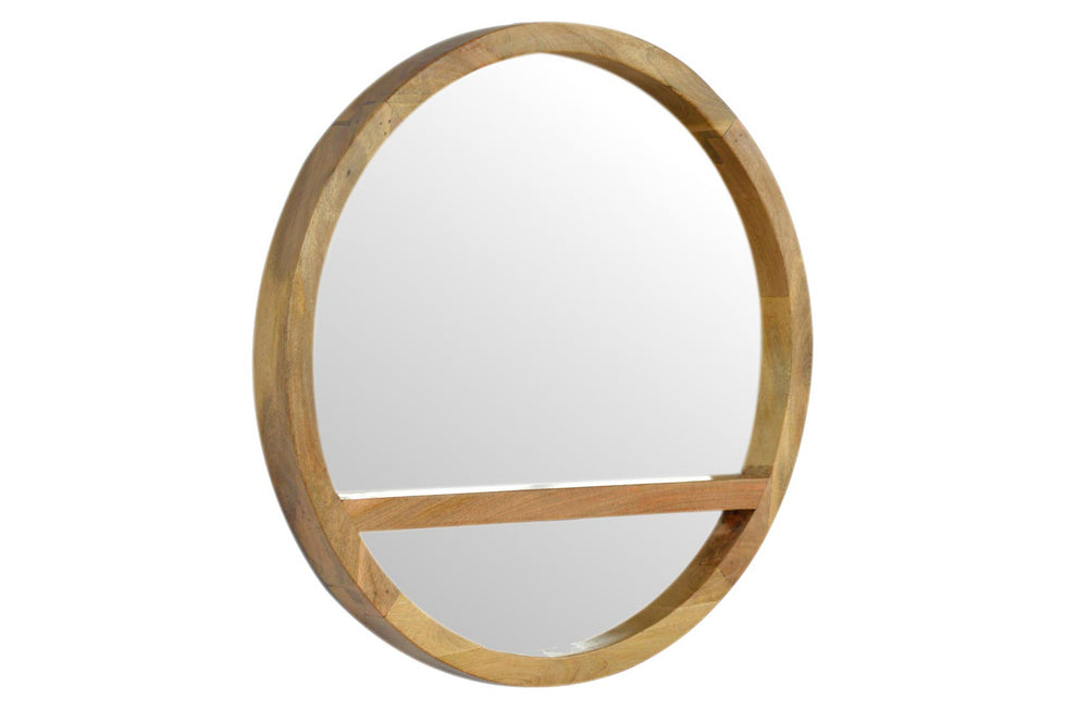 Artisan - Wooden Round Mirror with 1 Shelf