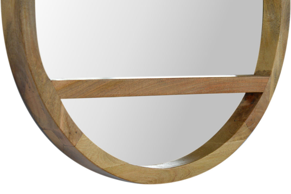 Artisan - Wooden Round Mirror with 1 Shelf