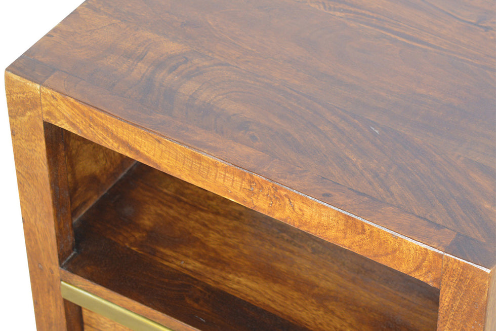 Artisan - Bedside with Gold Bar in Chestnut