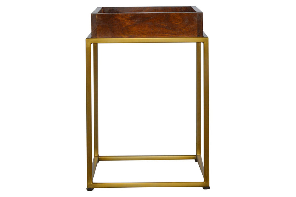 Artisan - Butler Tray Table with Gold Base in Chestnut