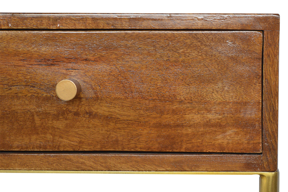 Artisan - Butler Tray Table with Gold Base in Chestnut