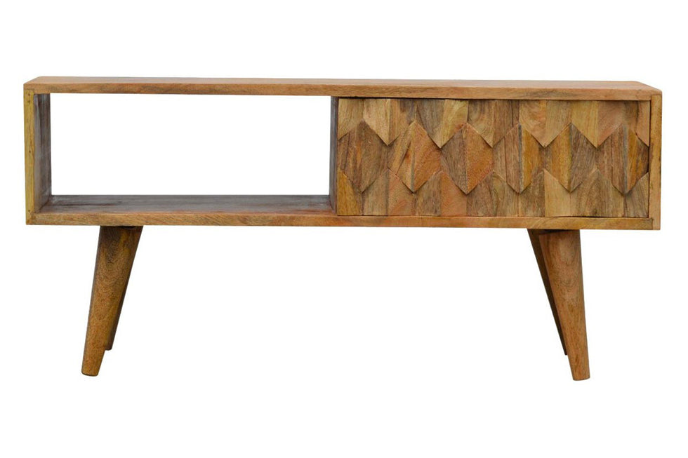 Artisan - Pineapple Carved Media Unit in Oak-ish