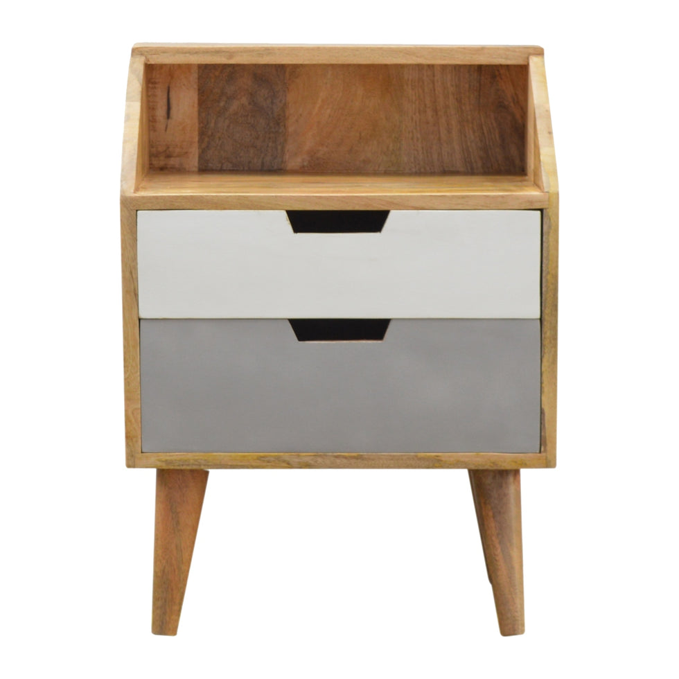 Artisan - Raised Nightstand Table in White/Gray