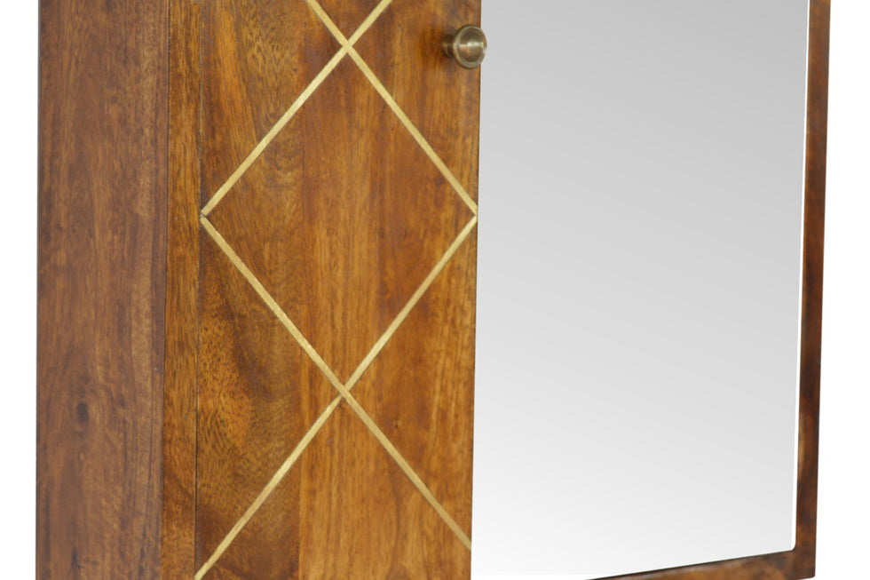 Artisan - Sliding Brass Inlay Wall Mirror Cabinet