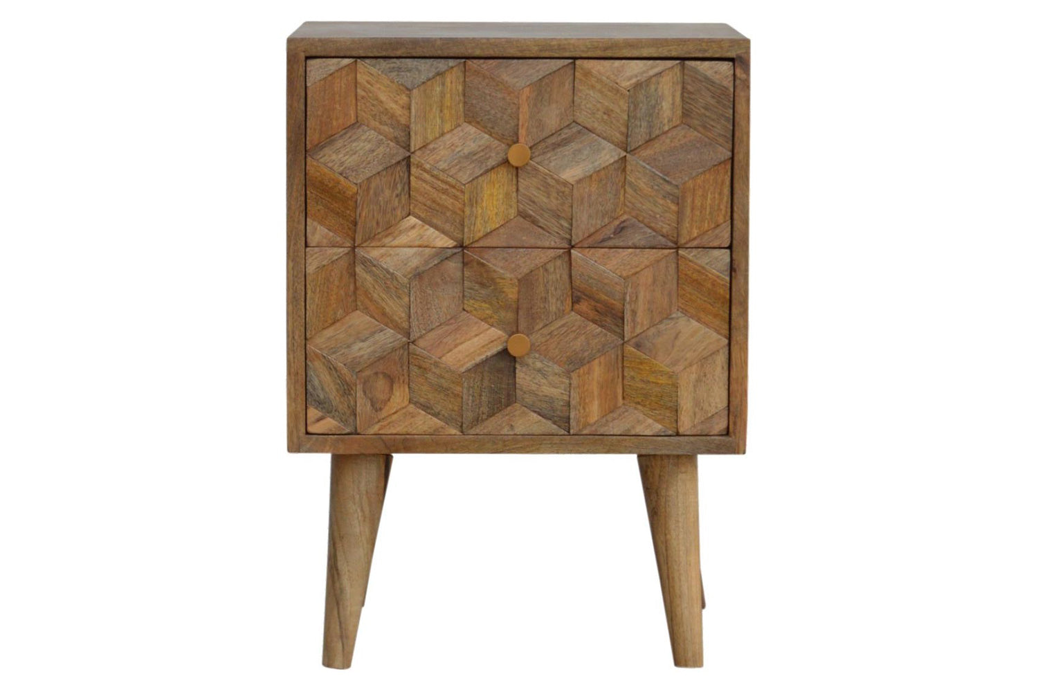Artisan - Cube Carved Bedside with 2 Drawers