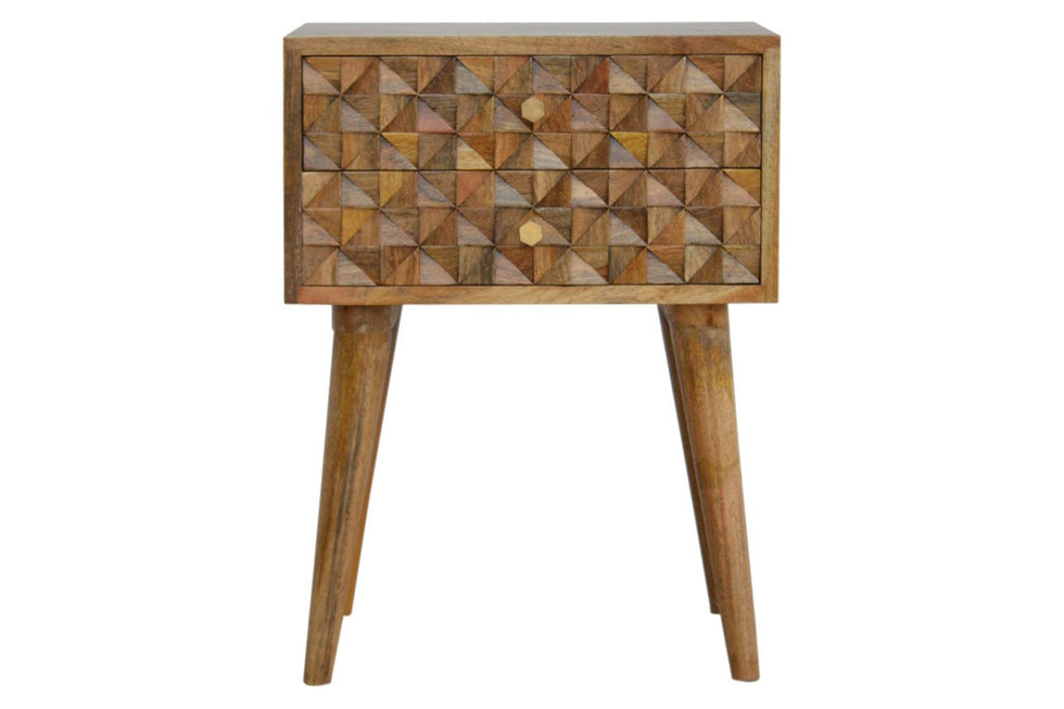 Artisan - Diamond Carved Bedside with 2 Drawers