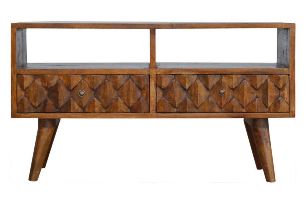 Artisan - Pineapple Carved Media Unit in Chestnut