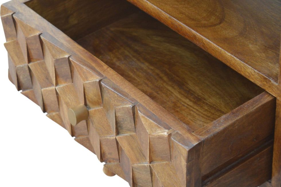 Artisan - Cube Carved TV Unit in Chestnut