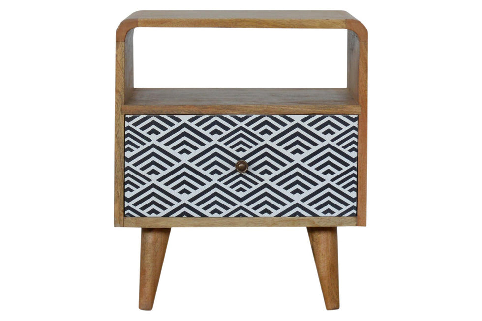Artisan - Monochrome Print Bedside with Open Slot