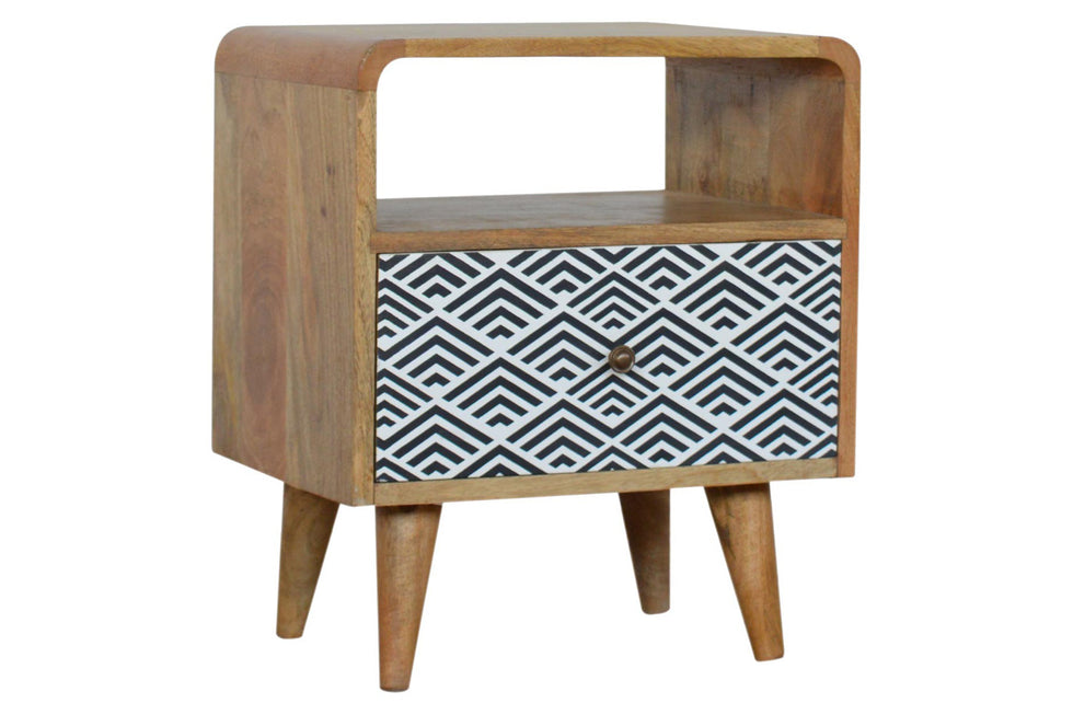 Artisan - Monochrome Print Bedside with Open Slot