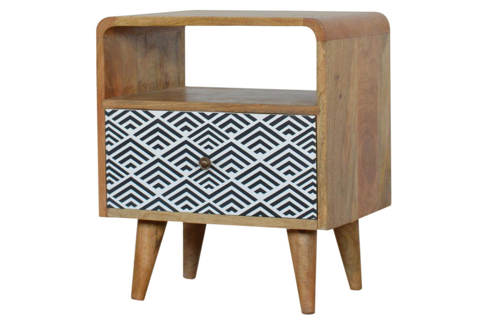 Artisan - Monochrome Print Bedside with Open Slot